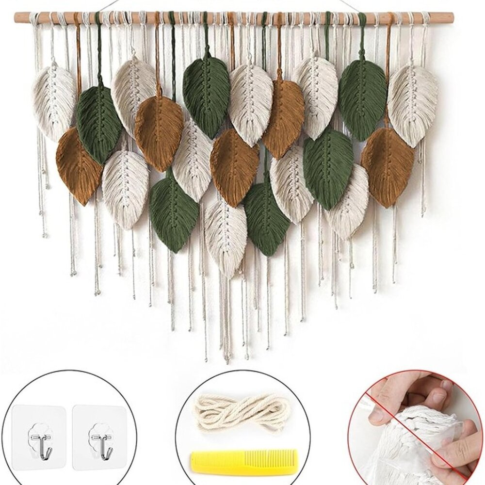 NEW Large Macrame Wall Hanging Boho Woven Tapestry, Chic Home Decor - Picture 10 of 10